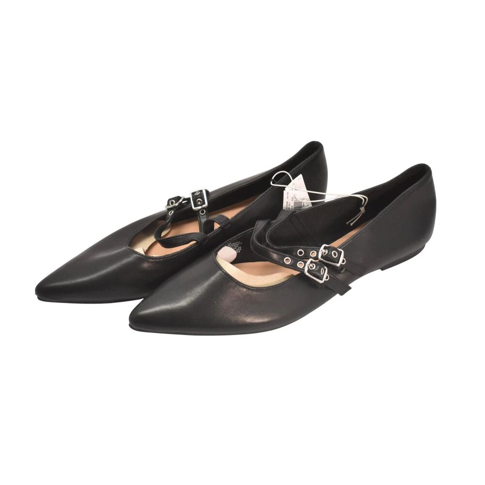 Old Navy Womens Pointy Mary Jane Blackjack Black Double Buckle Flats Size 7